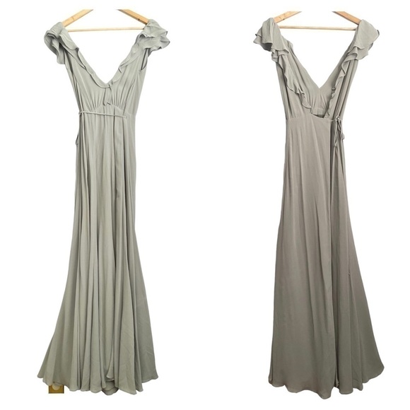 Reformation Gray Peppermint Bridesmaid Chiffon Long Dress US XS - Picture 5 of 12